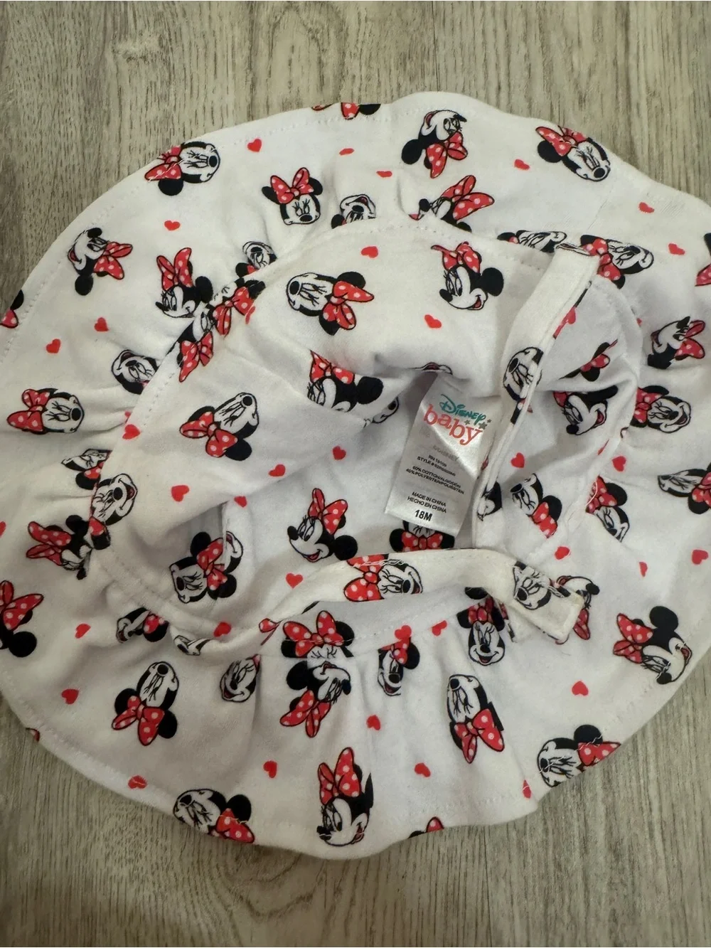 Disney White and Red Minnie Mouse Bucket Sun Hat for Kids